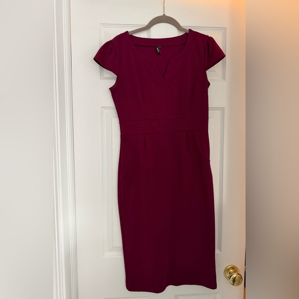 Burgundy Sleeve Midi Dress